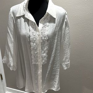 White shimmer blouse